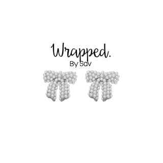 Pearl Studded Bow Studs: Yellow Gold - The Red Thread Boutique