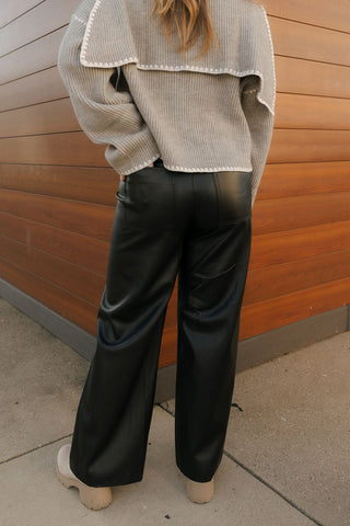 Pintuck Faux Leather Pants, Black *final sale - The Red Thread Boutique