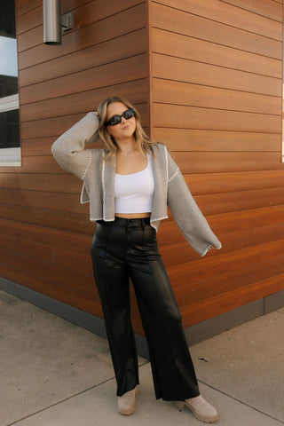 Pintuck Faux Leather Pants, Black *final sale - The Red Thread Boutique