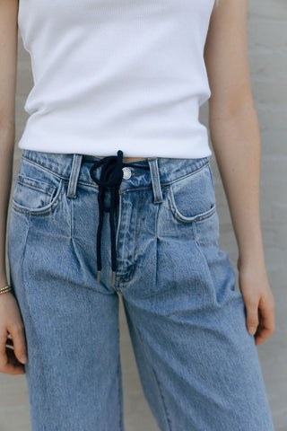 Pleated Drawstring Denim by Vervet *final sale - The Red Thread Boutique