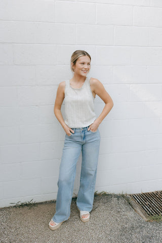 Pointelle Tank, Gray *final sale* - The Red Thread Boutique