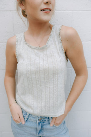 Pointelle Tank, Gray *final sale* - The Red Thread Boutique