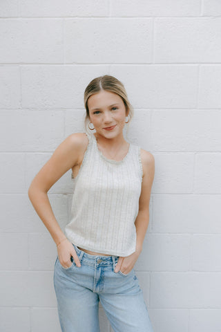 Pointelle Tank, Gray *final sale* - The Red Thread Boutique