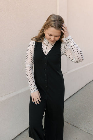 Polka Dot Mesh Turtleneck Top - The Red Thread Boutique