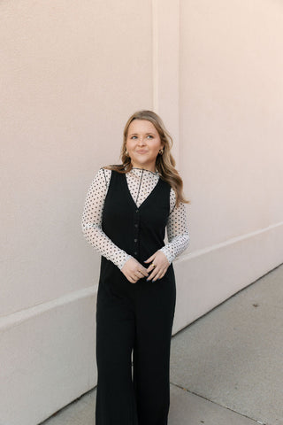 Polka Dot Mesh Turtleneck Top - The Red Thread Boutique