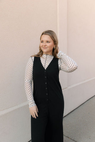 Polka Dot Mesh Turtleneck Top - The Red Thread Boutique