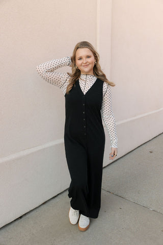 Polka Dot Mesh Turtleneck Top - The Red Thread Boutique