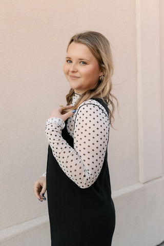 Polka Dot Mesh Turtleneck Top - The Red Thread Boutique