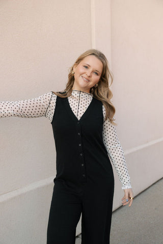 Polka Dot Mesh Turtleneck Top - The Red Thread Boutique