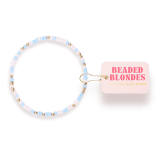Powder Blue & Luster White Sprinkle Bracelet: Standard 6.75 Inch - The Red Thread Boutique