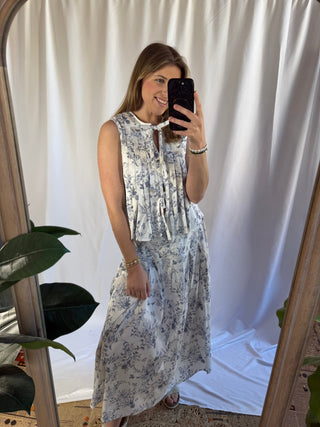 Presley Toile Skirt, Blue - The Red Thread Boutique