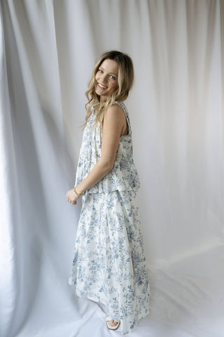 Presley Toile Skirt, Blue - The Red Thread Boutique