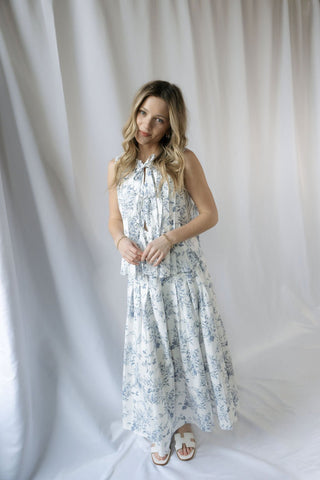 Presley Toile Tank, Blue - The Red Thread Boutique