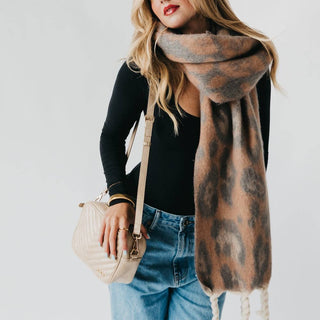 Priscilla Printed Scarf: Brown - The Red Thread Boutique