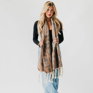 Priscilla Printed Scarf: Brown - The Red Thread Boutique