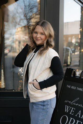 Quilted Vest, Ivory - The Red Thread Boutique