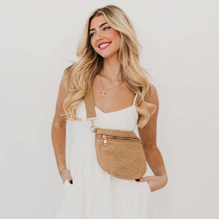 Rachel Raffia Westlyn Bum Bag: Tan - The Red Thread Boutique