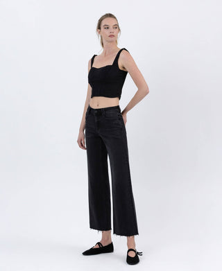 Raw Hem Ankle Jeans, Black Wash - The Red Thread Boutique