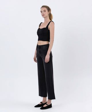 Raw Hem Ankle Jeans, Black Wash - The Red Thread Boutique