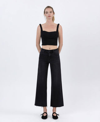 Raw Hem Ankle Jeans, Black Wash - The Red Thread Boutique