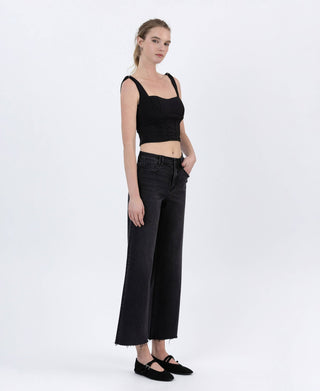 Raw Hem Ankle Jeans, Black Wash - The Red Thread Boutique