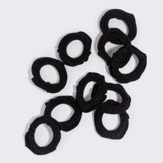 Recycled Fabric Petal Hair Elastics 10pc Set - Black - The Red Thread Boutique