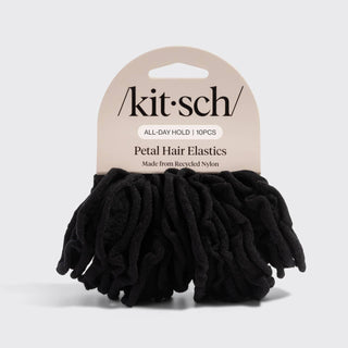 Recycled Fabric Petal Hair Elastics 10pc Set - Black - The Red Thread Boutique