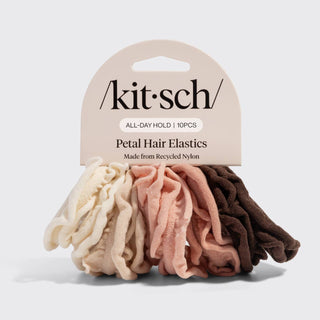 Recycled Fabric Petal Hair Elastics 10pc Set - Blush - The Red Thread Boutique