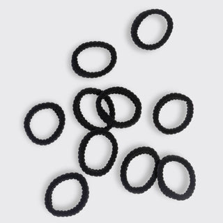 Recycled Fabric Ribbed Hair Elastics 10pc Set - Black - The Red Thread Boutique
