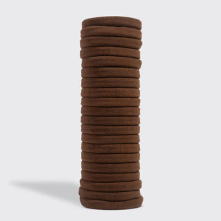 Recycled Fabric Seamless Hair Elastics 20pc Set - Chocolate - The Red Thread Boutique