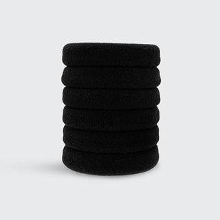 Recycled Nylon Thick Hair Elastics 6pc Set - Black - The Red Thread Boutique