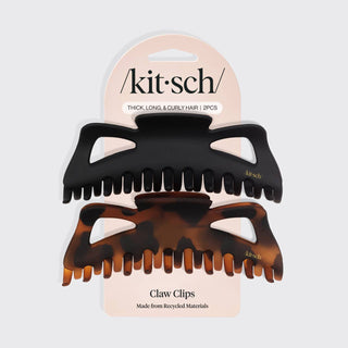 Recycled Plastic Jumbo Classic Claw Clips 2pc - Black & Tort - The Red Thread Boutique