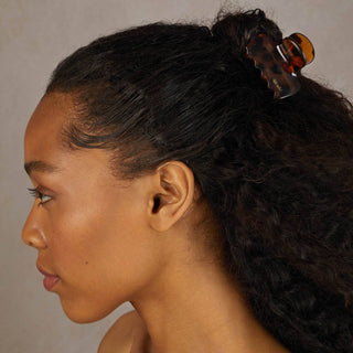 Recycled Plastic Medium Puffy Claw Clips 2pc Set - Black/Tort - The Red Thread Boutique