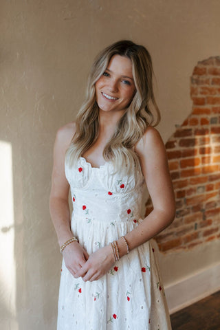 Red Floral Embroidered Dress *final sale - The Red Thread Boutique