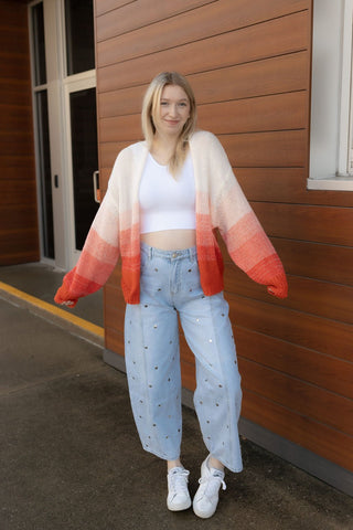 Red Ombre Sweater Cardigan *final sale - The Red Thread Boutique