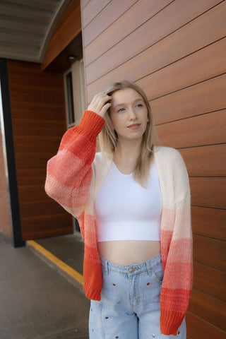 Red Ombre Sweater Cardigan *final sale - The Red Thread Boutique