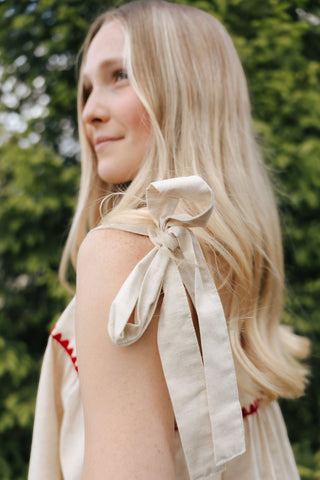 Red Trim Linen Top *final sale - The Red Thread Boutique