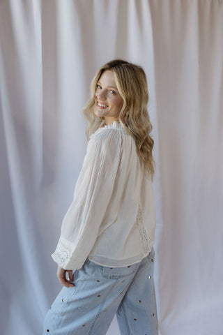 Reese Chiffon Top, White - The Red Thread Boutique