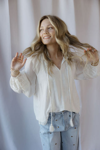 Reese Chiffon Top, White - The Red Thread Boutique