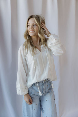 Reese Chiffon Top, White - The Red Thread Boutique