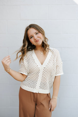 Reid Knit Cardigan, Cream *final sale - The Red Thread Boutique