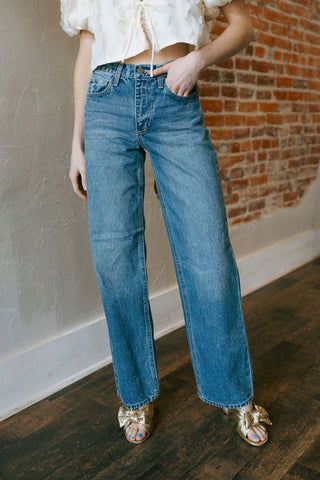 Relaxed Straight, Medium Denim - The Red Thread Boutique
