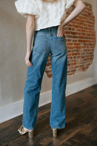 Relaxed Straight, Medium Denim - The Red Thread Boutique