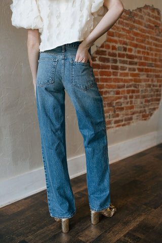 Relaxed Straight, Medium Denim - The Red Thread Boutique