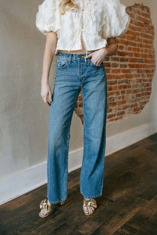 Relaxed Straight, Medium Denim - The Red Thread Boutique
