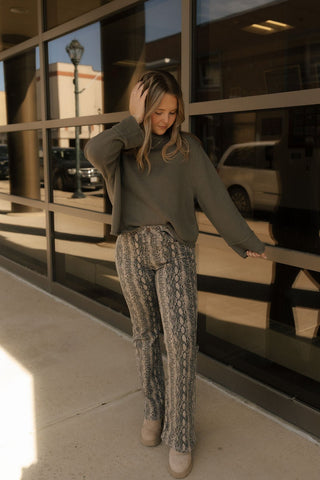 Ribbed Sweater Top, Olive - The Red Thread Boutique