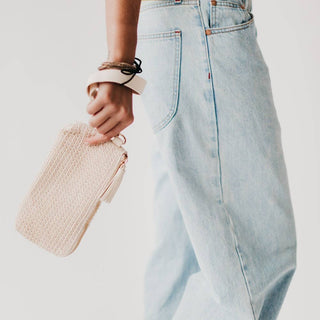 Rome Raffia Clutch Card Wallet Wristlet: Tan - The Red Thread Boutique