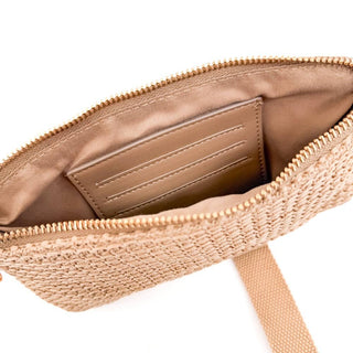 Rome Raffia Clutch Card Wallet Wristlet: Tan - The Red Thread Boutique