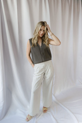 Rosalynn Stripe Pants, White/Tan Stripe - The Red Thread Boutique