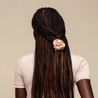 Rosette Ruched Satin Scrunchies 3pc Set - Terracotta - The Red Thread Boutique